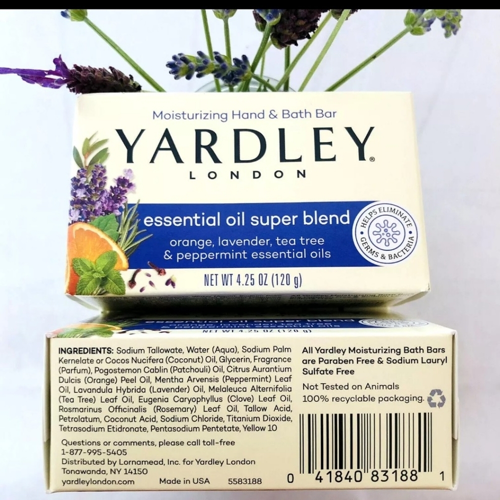 3 Bars of yardley of London Essential Oils Soap Super Blend Sensitive Skin Aroma - Picture 4 of 10